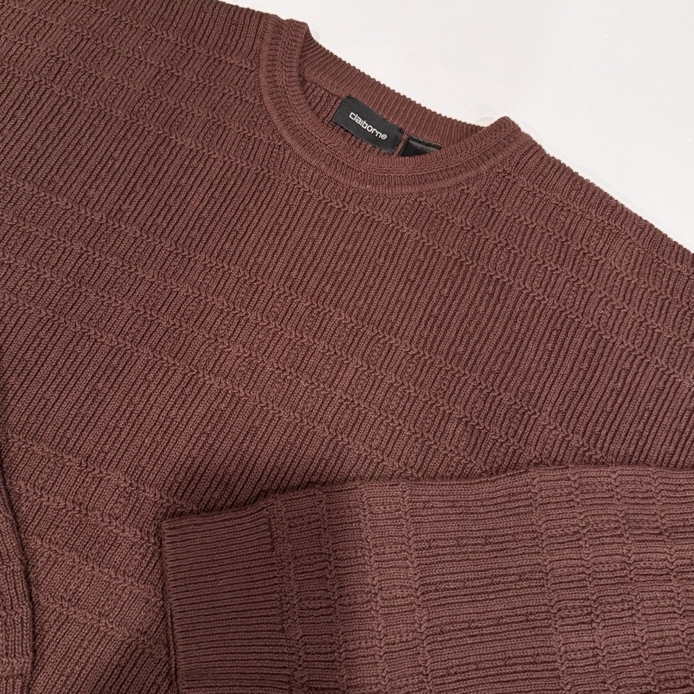 VTG Claiborne Sweater Mens Large Brown 100% Cotton Made in Japan Textured Knit L
